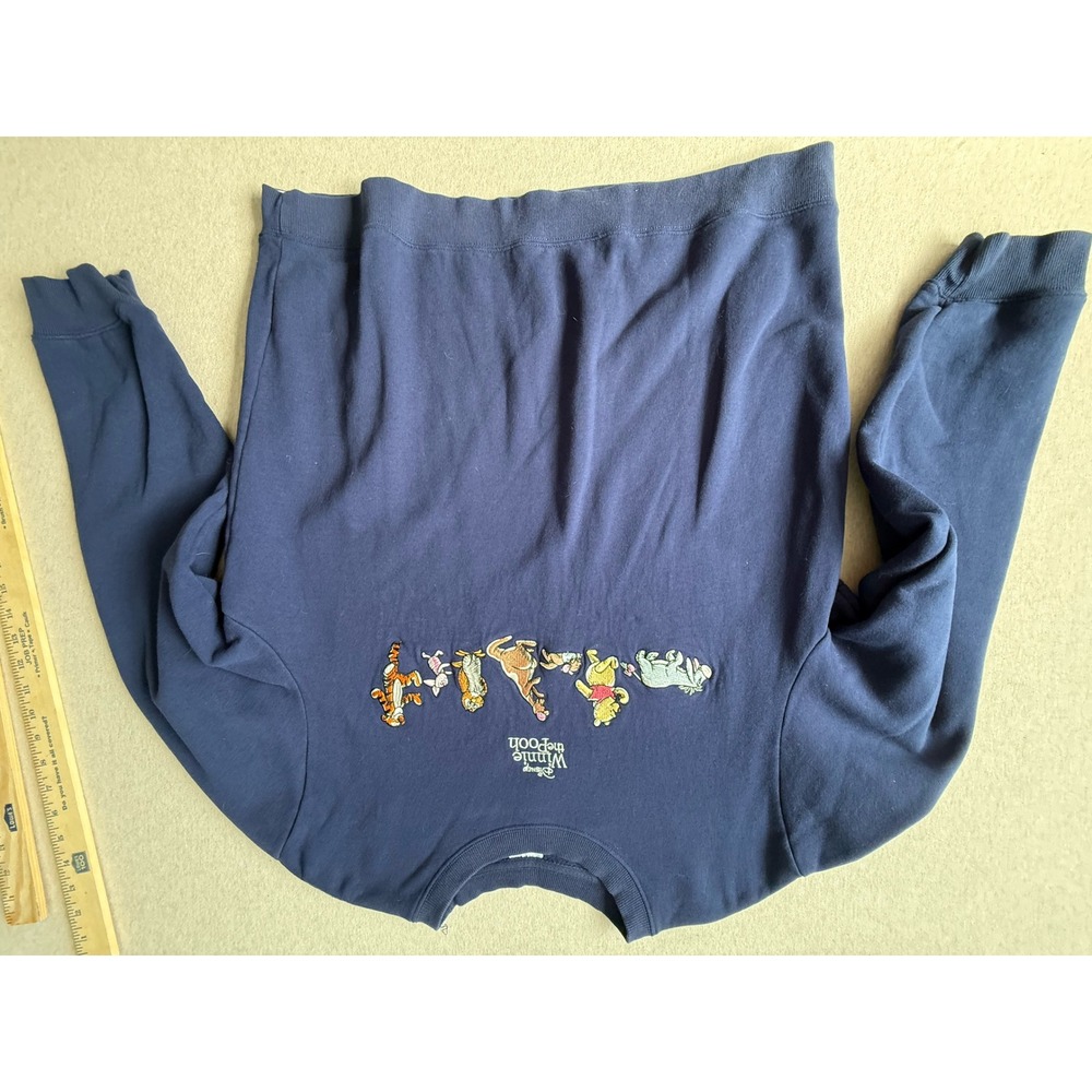 Disney Winnie the Pooh Embroidered Navy Blue Sweatshirt Large Tigger Eeyore